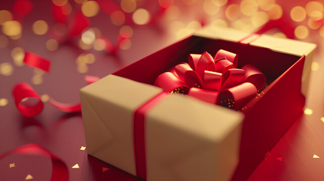 decorative gift box. Holiday decoration Beautiful opening gift box
