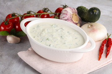 Traditional delicious appetizer; greek tzatziki (Turkish name; cacik)