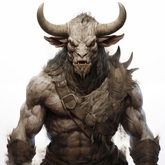 Naklejka premium Illustration of a Minotaur on a White Background