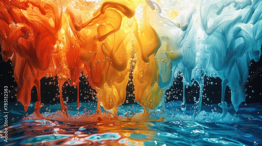 Leinwandbilder the ecstatic and colorful images created by the melting of colorful paint in the water. generative a