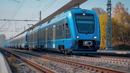 Naklejka premium Hydrogen fuel cell-powered trains for emission-free rail transport