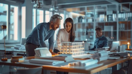 A team of architects is collaborating to design a stunning building.