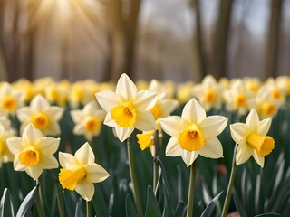 daffodils in the garden Generative AI
