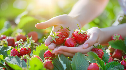 Strawberries in a hand