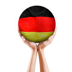 Man hands with germany soccer ball