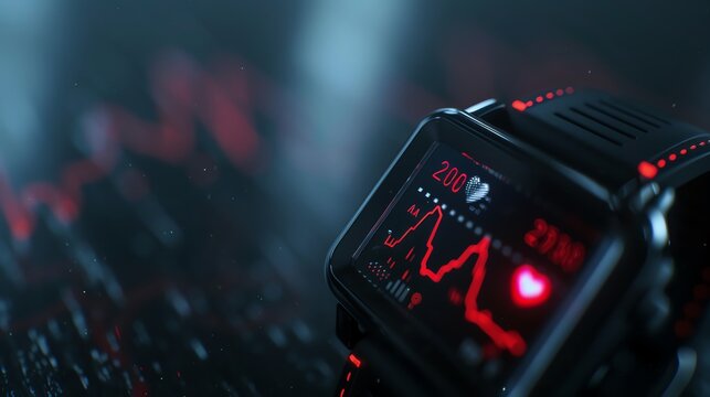 A smartwatch with a heart rate monitor.