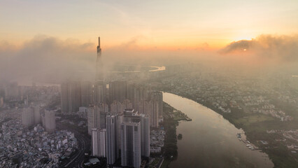 August 12, 2023: Panorama of Landmark residential area, where the 81-storey building is located,...