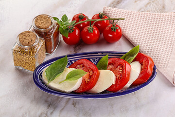 Italian caprese salad with mozzarella