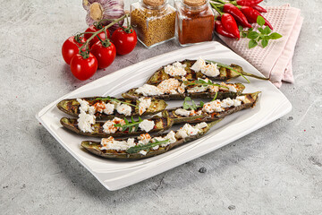 Grilled eggplant with feta cheese
