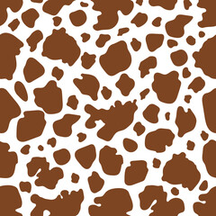 Brown cow print pattern animal seamless. Cow skin abstract for printing, cutting, and crafts Ideal for mugs, stickers, stencils, web, cover. wall stickers, home decorate and more.
