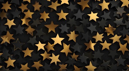 Fototapeta premium Gold and silver stars on black background.generative.ai 