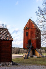 Sigtuna, Sweden Old and traditional red farm buildings at the Skanella Sockens Hembygsgard