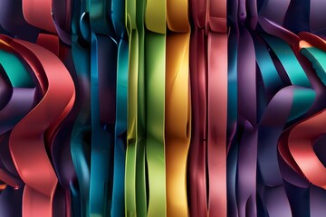 Abstract 3d ribbon or strip rolled up, rainbow colored waving layers. Generative AI