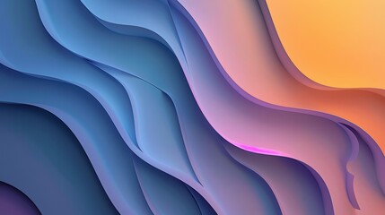 Abstract flowing waves in blue and purple hues. Smooth gradient design. Modern art and fluidity concept