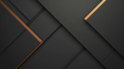 Geometric abstract background with black tiles and golden line accents. - obrazy, fototapety, plakaty