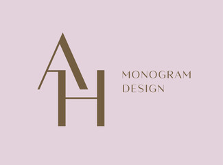 AH letter logo icon design. Classic style luxury initials monogram.
