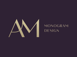 AM letter logo icon design. Classic style luxury initials monogram.