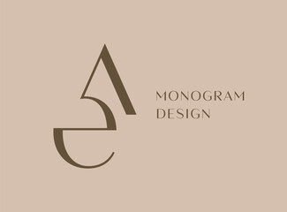 AE or EA letter logo icon design. Classic style luxury initials monogram.