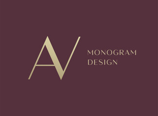 AV letter logo icon design. Classic style luxury initials monogram.