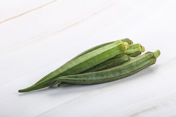 Green ripe tasty okra tropical vegetable