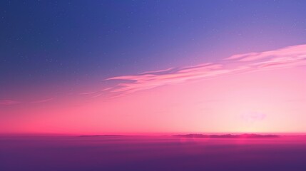 Starry night sky over a pink horizon at dusk.
