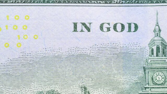 Close-up of American paper one hundred dollar bill, stop motion. Texture of 100 banknote. Concept of investment, US paper money, financial literacy, money exchange, success, business, corruption