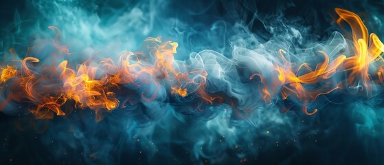 Blue and orange abstract smoke