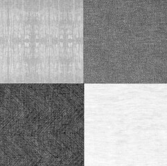 Black and white cloth texture background. Natural material pattern cover 3D illustration