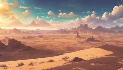 Naklejka premium Desert landscape wallpaper