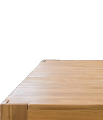 Natural oak wood table top over white background