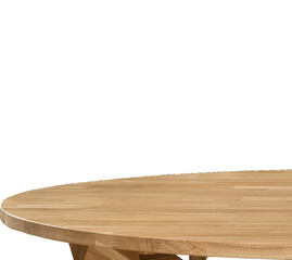 Natural oak wood table top over white background