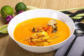 Thai Tom Yum soup with seafood