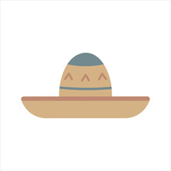 Sombrero hat. Flat cartoon vector illustration isolated on white background. Traditional Mexican element.