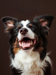 Close-up of a happy dog smiling