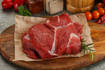 Raw beef meat piece for cooking