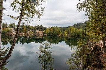 Piskovna lake in Adrspaske skaly in Czech republic