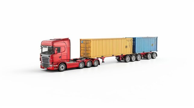 3D global freight transport idea set apart on a white background