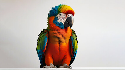 macaw parrot isolated on white wall.