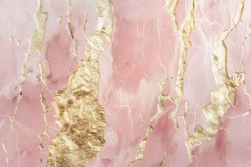 Pink and gold marble texture with cracks