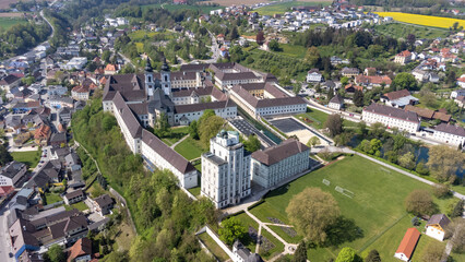 Kremsmünster, Upper Austria, Austria - 04.13.2024: monastery of Kremsmünster in Upper Austria,...