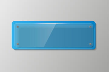 Glossy rectangular blue banner. Vector illustration