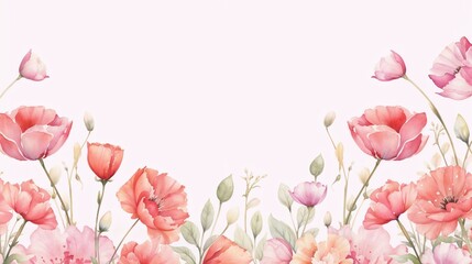Floral watercolor background template with poppies. Wallpaper banner copy space for text. Banner remembrance day poppies illustration.