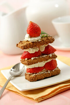 Strawberries and cookies tower.