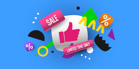 Poster sale. Bright abstract background with various geometric elements. A composition of various shapes. - 785125731
