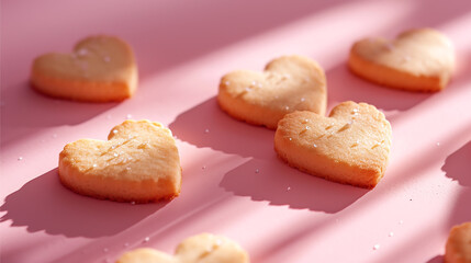 heart shaped cookies on pink