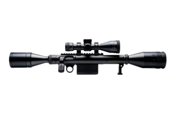 Precision Shooter: Rifle With Scope. On White or PNG Transparent Background.