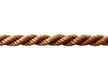 Twisted Whispers: A Close-Up of Intricately Braided Rope on a Pure White Canvas. On White or PNG Transparent Background.