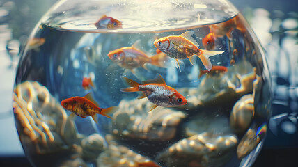 aquarium accessories. aquarium goldfish in a bowl