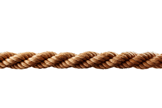 Twisted Whispers: A Close-Up of Intricately Braided Rope on a Pure White Canvas. On White or PNG Transparent Background.