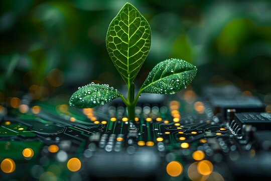 Tech Growth - Nature meets Circuitry. Concept Technology, Growth, Nature, Circuitry